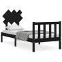 Estructura de cama individual con cabecero madera maciza negro de vidaXL, Camas y somieres - Ref: Foro24-3193430, Precio: 118...