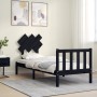 Estructura de cama individual con cabecero madera maciza negro de vidaXL, Camas y somieres - Ref: Foro24-3193430, Precio: 118...