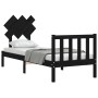 Estructura de cama individual con cabecero madera maciza negro de vidaXL, Camas y somieres - Ref: Foro24-3193430, Precio: 118...