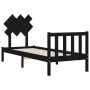 Estructura de cama individual con cabecero madera maciza negro de vidaXL, Camas y somieres - Ref: Foro24-3193430, Precio: 118...