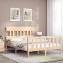Estructura de cama con cabecero madera maciza 120x200 cm de vidaXL, Camas y somieres - Ref: Foro24-3193331, Precio: 114,99 €,...