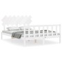 Estructura de cama matrimonio con cabecero madera maciza blanco de vidaXL, Camas y somieres - Ref: Foro24-3193472, Precio: 13...