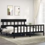 Estructura de cama con cabecero madera maciza negro 200x200 cm de vidaXL, Camas y somieres - Ref: Foro24-3193360, Precio: 205...