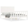 Estructura de cama con cabecero madera maciza blanco 140x200 cm de vidaXL, Camas y somieres - Ref: Foro24-3193402, Precio: 14...