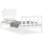 Estructura de cama con cabecero madera maciza blanco 90x200 cm de vidaXL, Camas y somieres - Ref: Foro24-3193452, Precio: 93,...