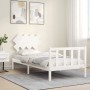 Estructura de cama con cabecero madera maciza blanco 90x200 cm de vidaXL, Camas y somieres - Ref: Foro24-3193452, Precio: 93,...