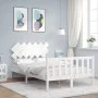 Double bed frame with white solid wood headboard by vidaXL, Beds and slatted bases - Ref: Foro24-3193442, Price: 145,22 €, Di...