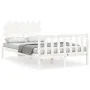 Double bed frame with white solid wood headboard by vidaXL, Beds and slatted bases - Ref: Foro24-3193442, Price: 145,22 €, Di...