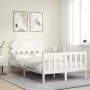 Double bed frame with white solid wood headboard by vidaXL, Beds and slatted bases - Ref: Foro24-3193442, Price: 145,22 €, Di...