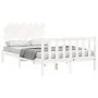 Double bed frame with white solid wood headboard by vidaXL, Beds and slatted bases - Ref: Foro24-3193442, Price: 145,22 €, Di...