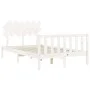 Double bed frame with white solid wood headboard by vidaXL, Beds and slatted bases - Ref: Foro24-3193442, Price: 145,22 €, Di...