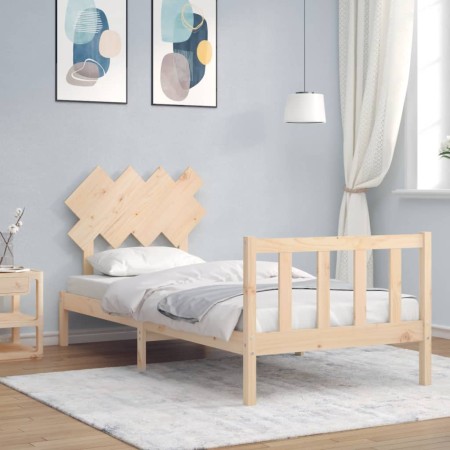 Estructura de cama con cabecero madera maciza 90x200 cm de vidaXL, Camas y somieres - Ref: Foro24-3193451, Precio: 85,96 €, D...