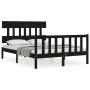Estructura de cama con cabecero madera maciza negro 140x190 cm de vidaXL, Camas y somieres - Ref: Foro24-3193320, Precio: 173...