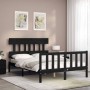 Estructura de cama con cabecero madera maciza negro 140x190 cm de vidaXL, Camas y somieres - Ref: Foro24-3193320, Precio: 173...