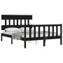 Estructura de cama con cabecero madera maciza negro 140x190 cm de vidaXL, Camas y somieres - Ref: Foro24-3193320, Precio: 173...