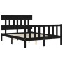 Estructura de cama con cabecero madera maciza negro 140x190 cm de vidaXL, Camas y somieres - Ref: Foro24-3193320, Precio: 173...