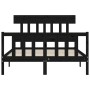 Estructura de cama con cabecero madera maciza negro 140x190 cm de vidaXL, Camas y somieres - Ref: Foro24-3193320, Precio: 173...