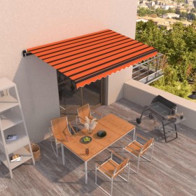 Toldo retráctil manual naranja y marrón 450x350 cm en Toldos | Comprar online en Foru.es