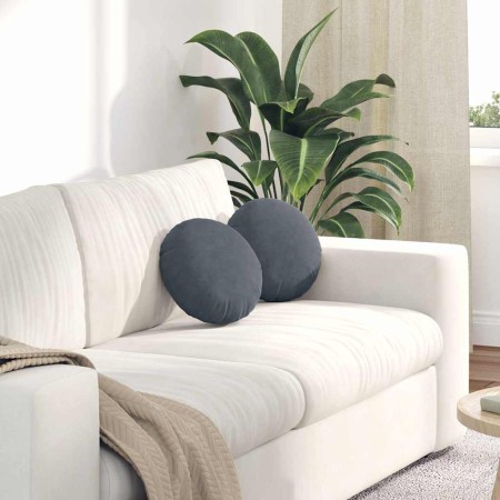 Cojines para asiento 2 pcs Gris oscuro Ø 40 x 13 cm Terciopelo en Decoración | Comprar online en Foru.es