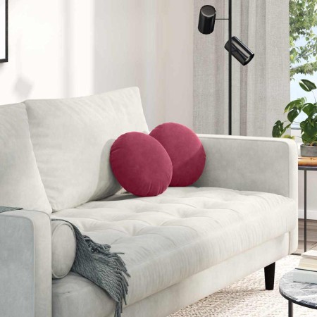 Cojines para asiento 2 pcs Rojo vino Ø 40 x 13 cm Terciopelo en Decoración | Comprar online en Foru.es