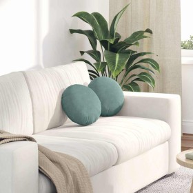 Cojines para asiento 2 pcs Verde Mar Ø 40 x 13 cm Terciopelo en Decoración | Comprar online en Foru.es