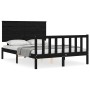 Estructura de cama con cabecero madera maciza negro 140x190 cm de vidaXL, Camas y somieres - Ref: Foro24-3193385, Precio: 182...