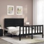 Estructura de cama con cabecero madera maciza negro 140x190 cm de vidaXL, Camas y somieres - Ref: Foro24-3193385, Precio: 182...