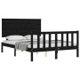 Estructura de cama con cabecero madera maciza negro 140x190 cm de vidaXL, Camas y somieres - Ref: Foro24-3193385, Precio: 182...
