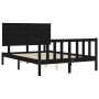Estructura de cama con cabecero madera maciza negro 140x190 cm de vidaXL, Camas y somieres - Ref: Foro24-3193385, Precio: 182...