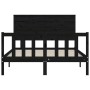 Estructura de cama con cabecero madera maciza negro 140x190 cm de vidaXL, Camas y somieres - Ref: Foro24-3193385, Precio: 182...