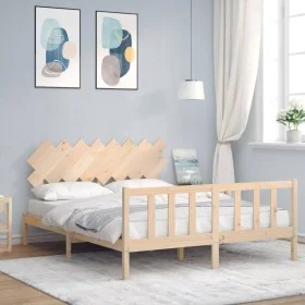 Estructura de cama con cabecero madera maciza 160x200 cm de vidaXL, Camas y somieres - Ref: Foro24-3193476, Precio: 131,37 €,...