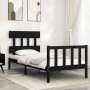 Estructura de cama individual con cabecero madera maciza negro de vidaXL, Camas y somieres - Ref: Foro24-3193300, Precio: 118...