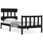 Estructura de cama individual con cabecero madera maciza negro de vidaXL, Camas y somieres - Ref: Foro24-3193300, Precio: 118...