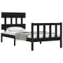 Estructura de cama individual con cabecero madera maciza negro de vidaXL, Camas y somieres - Ref: Foro24-3193300, Precio: 118...