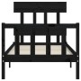 Estructura de cama individual con cabecero madera maciza negro de vidaXL, Camas y somieres - Ref: Foro24-3193300, Precio: 118...
