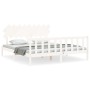 Estructura cama de matrimonio con cabecero madera maciza blanco de vidaXL, Camas y somieres - Ref: Foro24-3193482, Precio: 16...