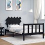 Estructura de cama con cabecero madera maciza negro 100x200 cm de vidaXL, Camas y somieres - Ref: Foro24-3193460, Precio: 129...