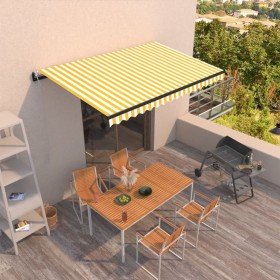 Toldo retráctil automático amarillo y blanco 450x350 cm en Toldos | Comprar online en Foru.es