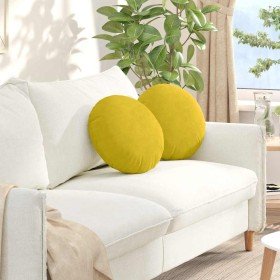 Cojines para asiento 2 pcs Amarillo Ø 40 x 13 cm Terciopelo en Decoración | Comprar online en Foru.es