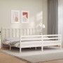 Estructura de cama con cabecero madera maciza blanco 200x200 cm de vidaXL, Camas y somieres - Ref: Foro24-3193877, Precio: 15...