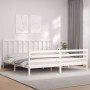 Estructura de cama con cabecero madera maciza blanco 200x200 cm de vidaXL, Camas y somieres - Ref: Foro24-3193877, Precio: 15...