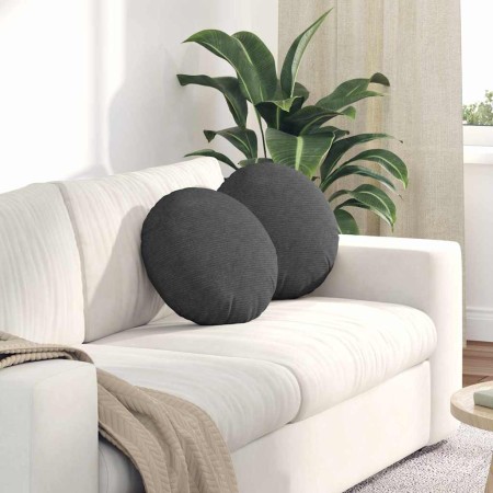 Cojines para asiento 2 pcs Gris oscuro Ø 40 cm Tela de pana en Decoración | Comprar online en Foru.es