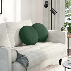 Cojines para asiento 2 pcs Verde oscuro Ø 40 cm Tela de pana en Decoración | Comprar online en Foru.es