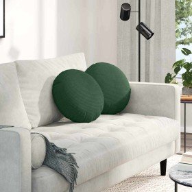 Cojines para asiento 2 pcs Verde oscuro Ø 40 cm Tela de pana en Decoración | Comprar online en Foru.es
