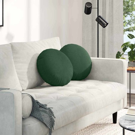 Cojines para asiento 2 pcs Verde oscuro Ø 40 cm Tela de pana en Decoración | Comprar online en Foru.es