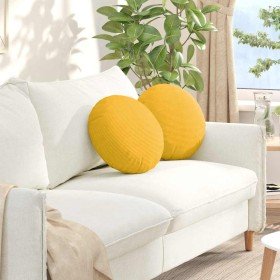 Cojines para asiento 2 pcs Amarillo Claro Ø 40 cm Tela de pana en Decoración | Comprar online en Foru.es