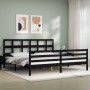 Estructura de cama con cabecero madera maciza negro 200x200 cm de vidaXL, Camas y somieres - Ref: Foro24-3194855, Precio: 174...