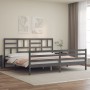Estructura de cama con cabecero madera maciza gris 200x200cm de vidaXL, Camas y somieres - Ref: Foro24-3194918, Precio: 173,0...
