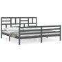 Estructura de cama con cabecero madera maciza gris 200x200cm de vidaXL, Camas y somieres - Ref: Foro24-3194918, Precio: 173,0...