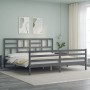 Estructura de cama con cabecero madera maciza gris 200x200cm de vidaXL, Camas y somieres - Ref: Foro24-3194918, Precio: 173,0...